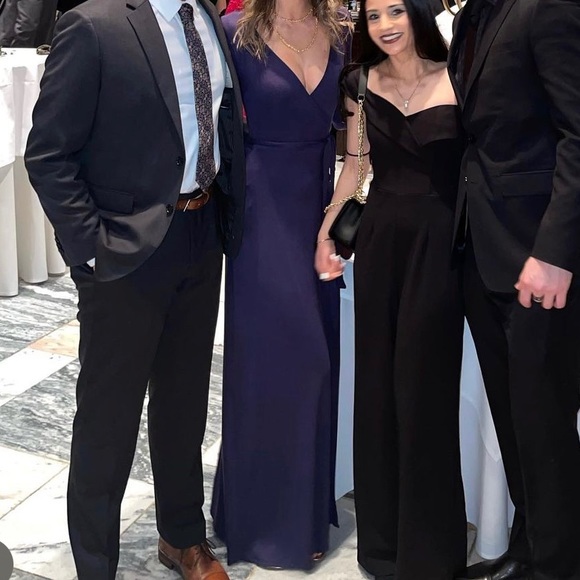 Navy Blue Wrap Maxi Dress long sleeve - Picture 2 of 4